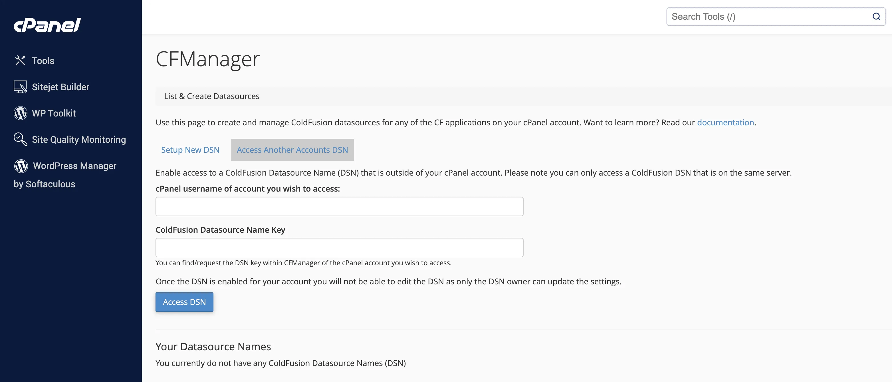 Sharing a datasource across accounts in CFManager