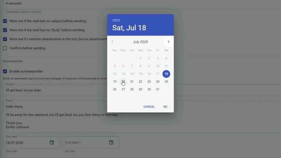 Setting an autoresponder in CrossBox